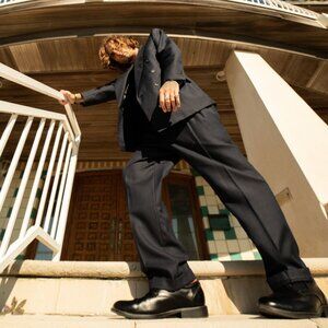 Vintage Canali Blue & Grey Wool Suit – Italian Tailoring (Late 80s, 2-Piece Set)